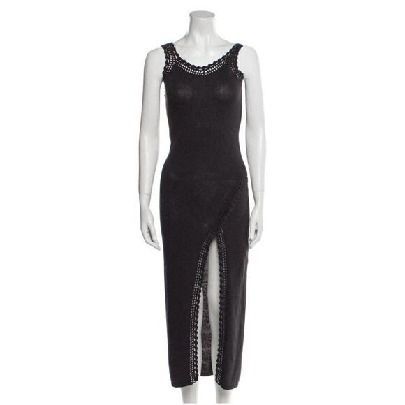 The Garnment Label Solid Gray Linen Knit Tank Slit Long Maxi Dress 6 Xs Small - Picture 1 of 8